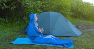 Chilly morning coffee at a cold fireless campsite