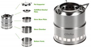 The Ohuhu Camping Stove is a simple and effective wood powered camp stove.
